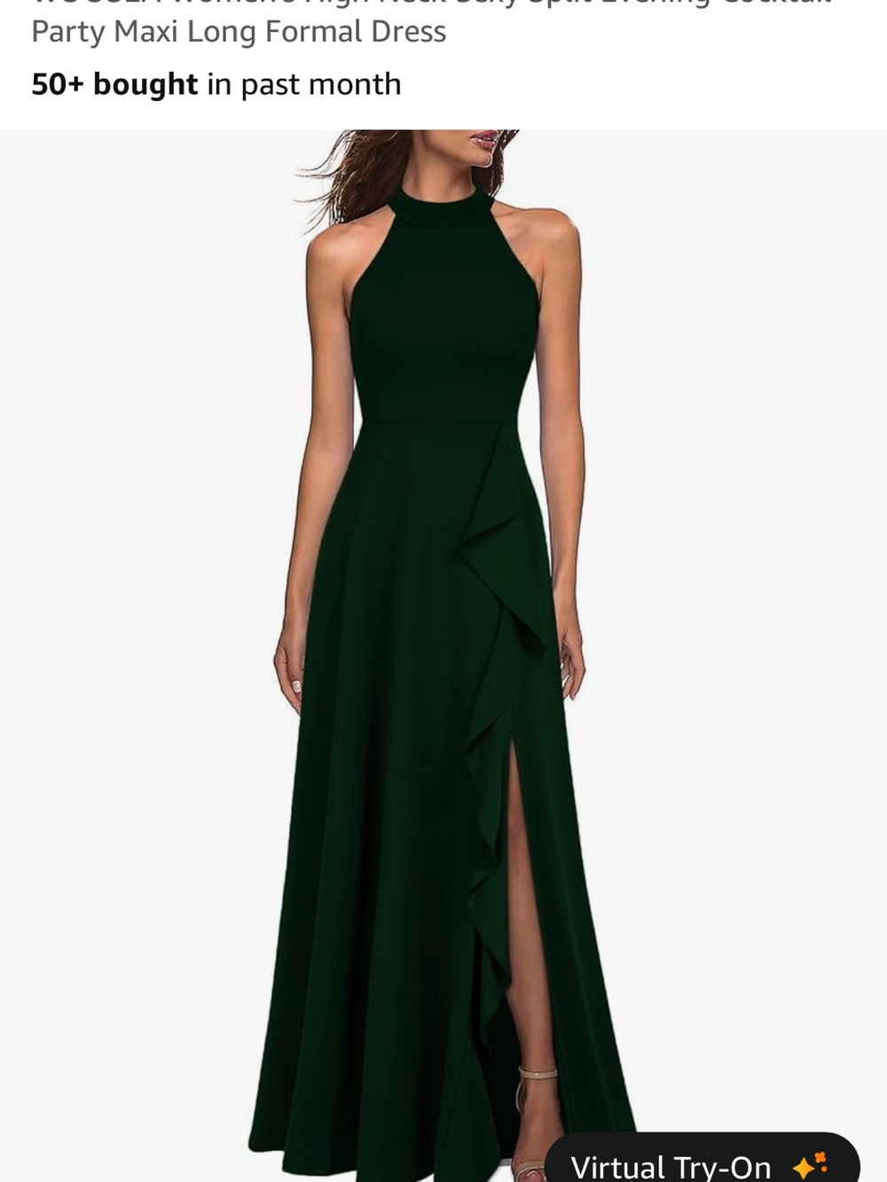 Sleeveless Dark Green Ruffle Maxi Dress